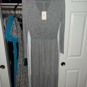 DownEast Heather Gray Long Sleeve Dress
